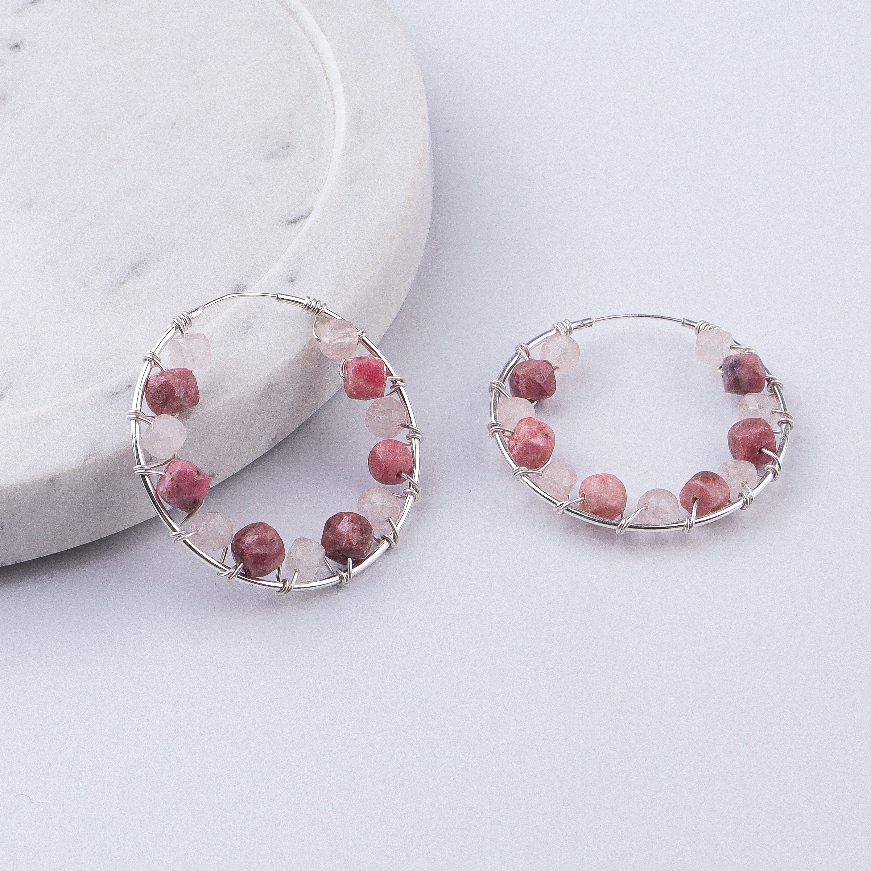Rose Quartz Wrap Hoops (Project Handmade)