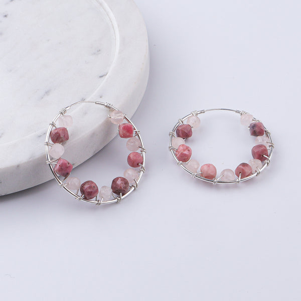 Rose Quartz Wrap Hoops (Project Handmade)