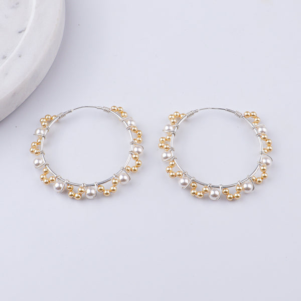 Golden & White Pearl Hoops (Project Handmade)