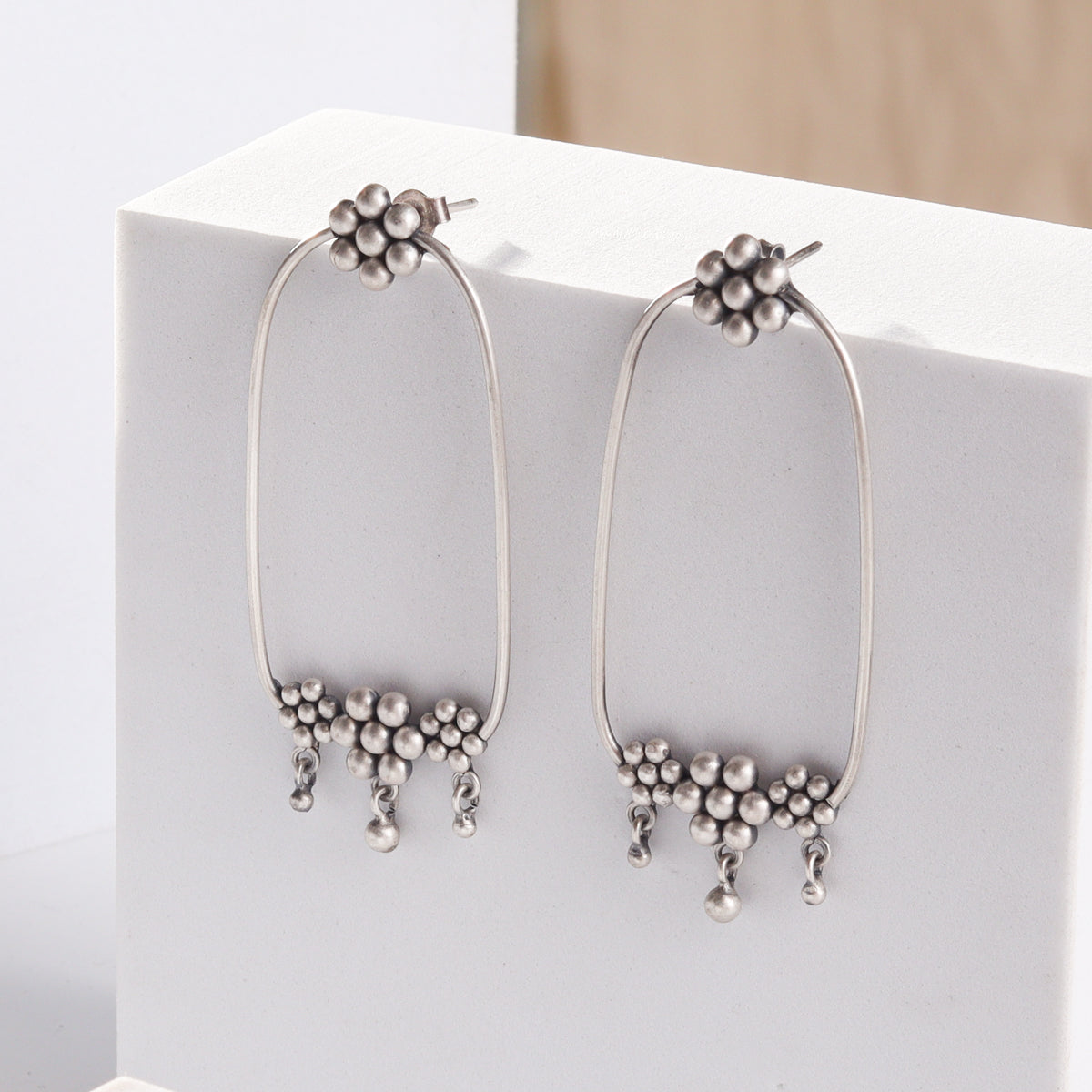 Silver Kudi Chandbali Earring