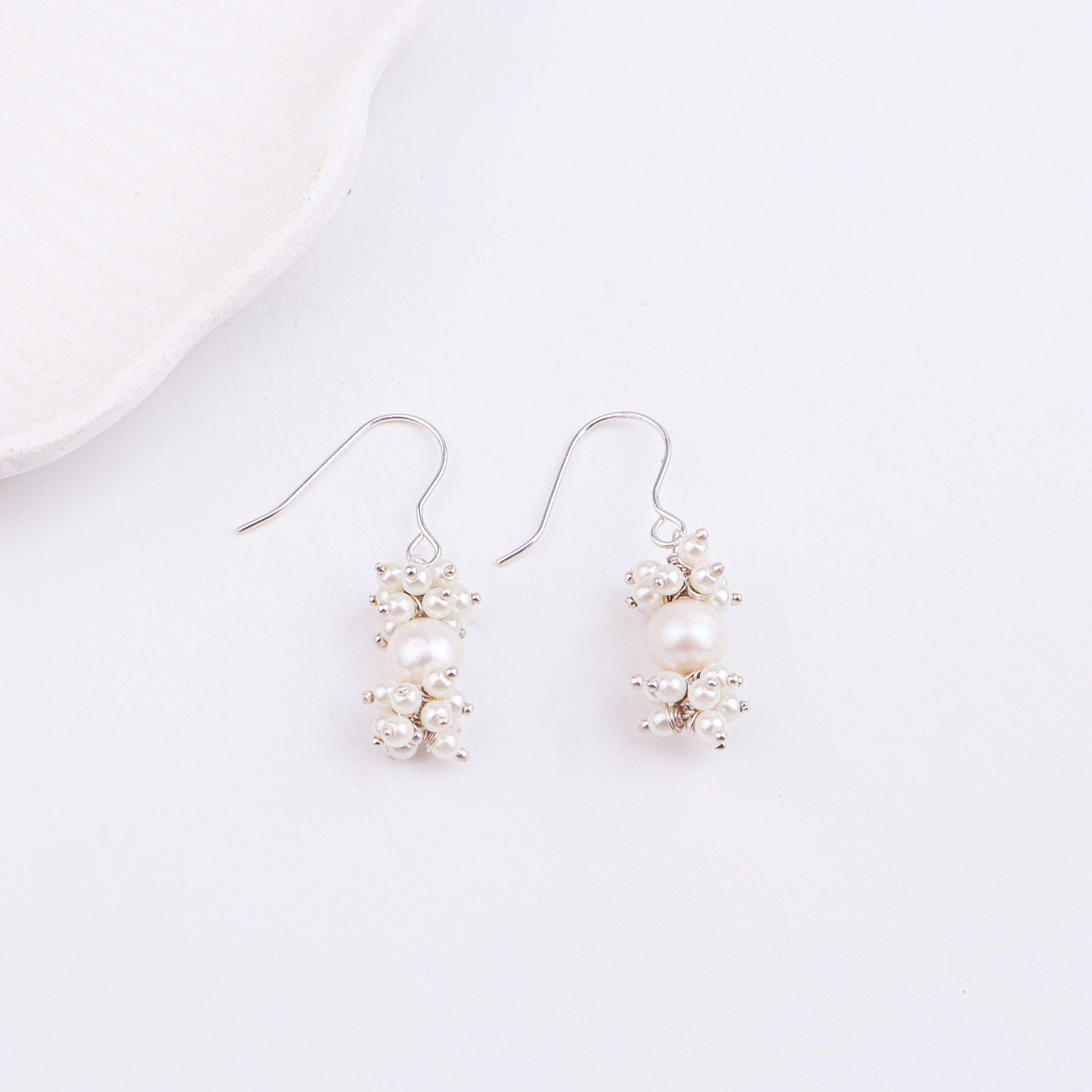 Pearl Bunch Silver Earrings (Project Handmade)