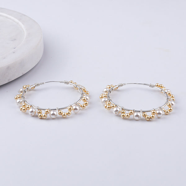 Golden & White Pearl Hoops (Project Handmade)
