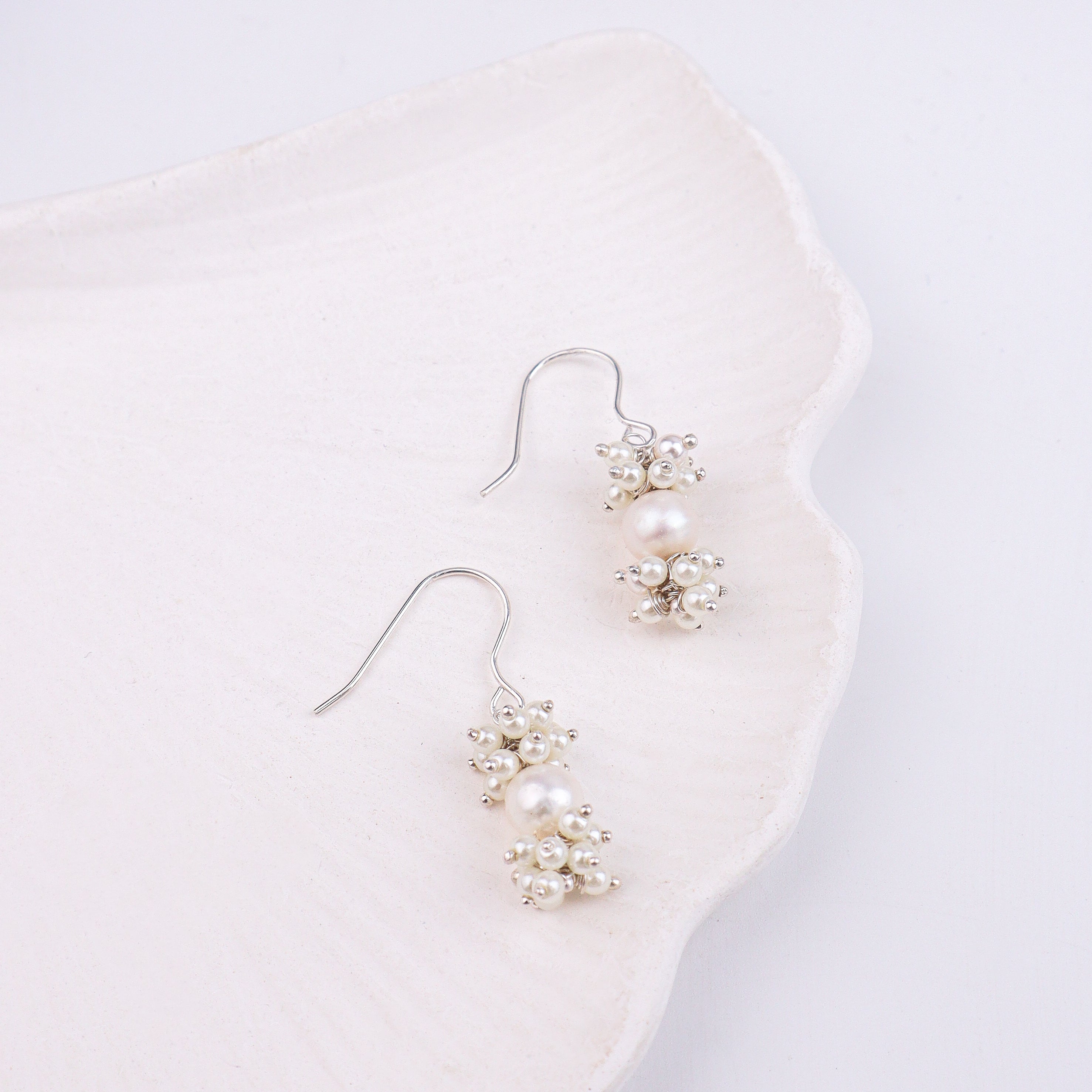 Pearl Bunch Silver Earrings (Project Handmade)