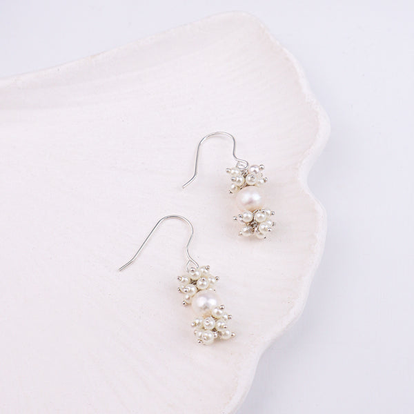 Pearl Bunch Silver Earrings (Project Handmade)