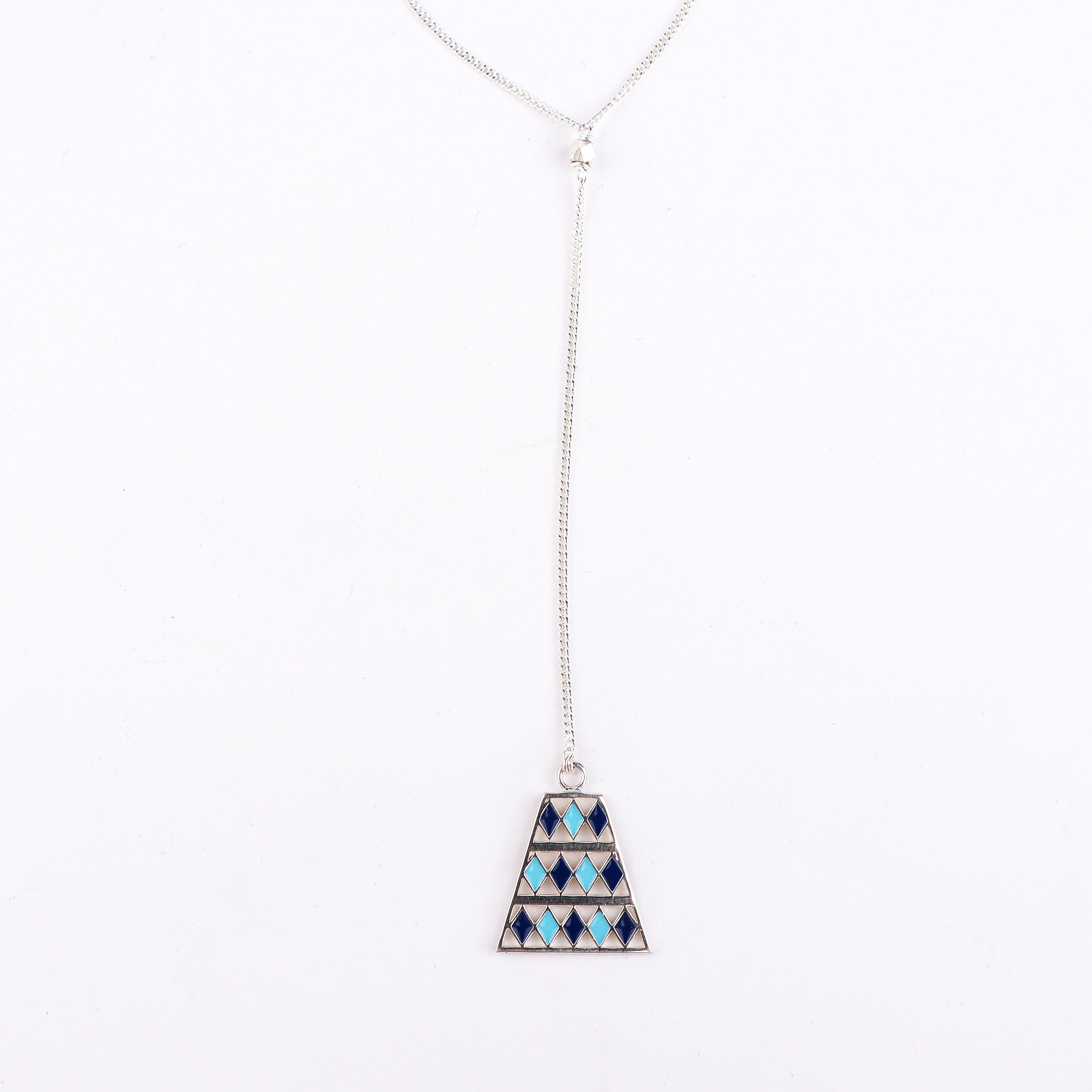 Y Necklace with Enamel Abstract Pendant