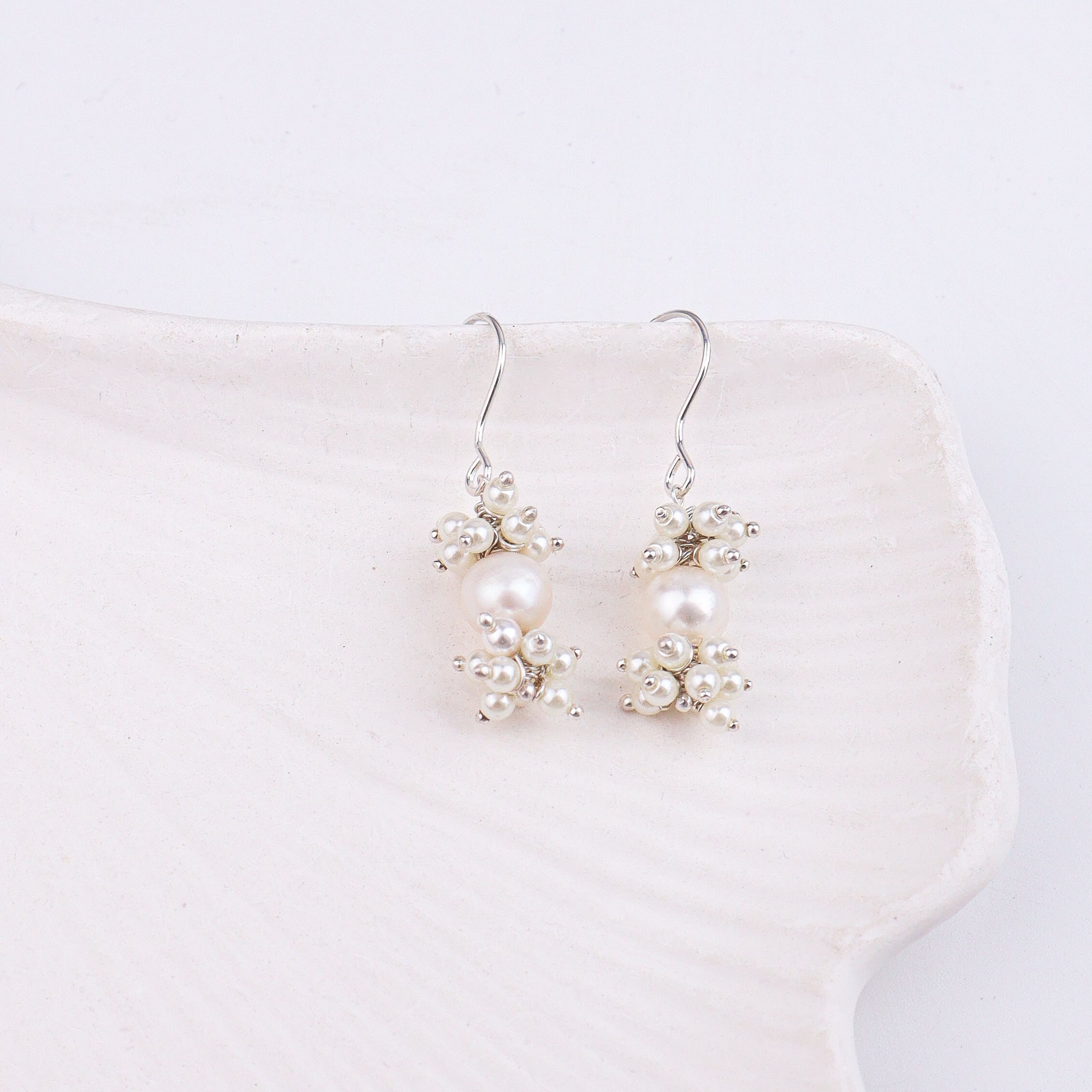 Pearl Bunch Silver Earrings (Project Handmade)