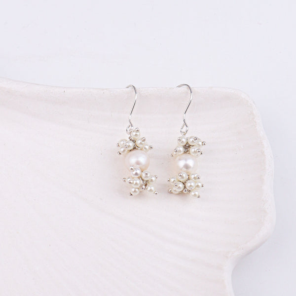 Pearl Bunch Silver Earrings (Project Handmade)