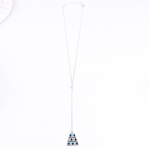 Y Necklace with Enamel Abstract Pendant