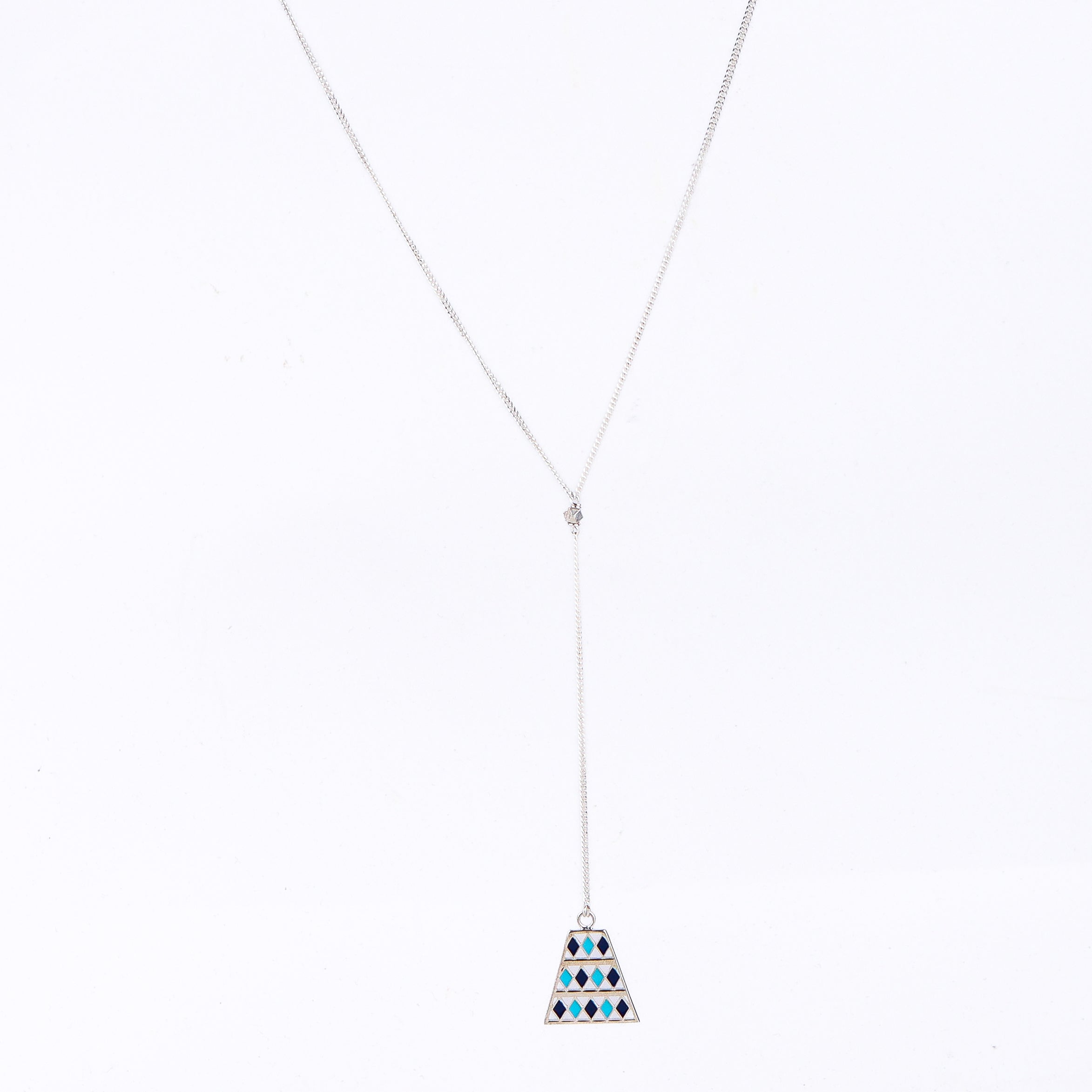 Y Necklace with Enamel Abstract Pendant
