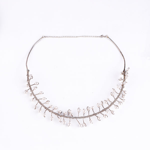 Silver Swarovski Pearls Tiara