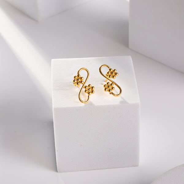 Silver Kudi Leher Earring |  92.5 Silver | 22K Gold Plated