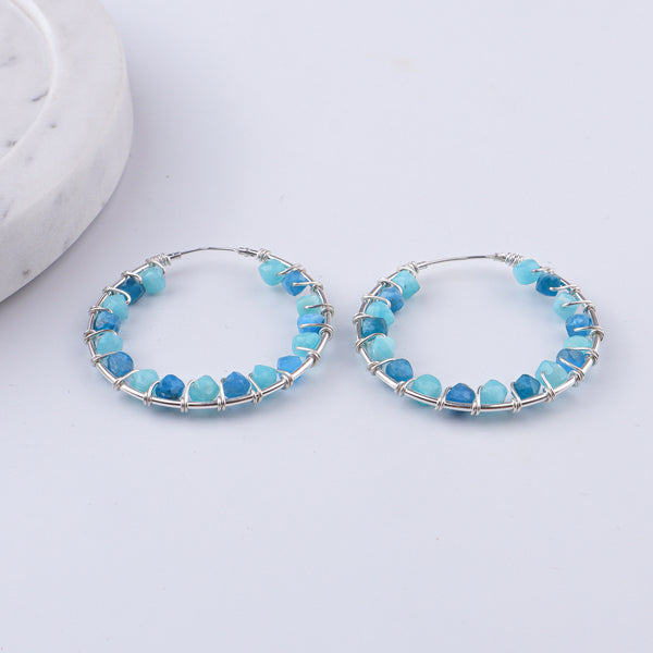 Blue Firoza Wrap Hoops (Project Handmade)