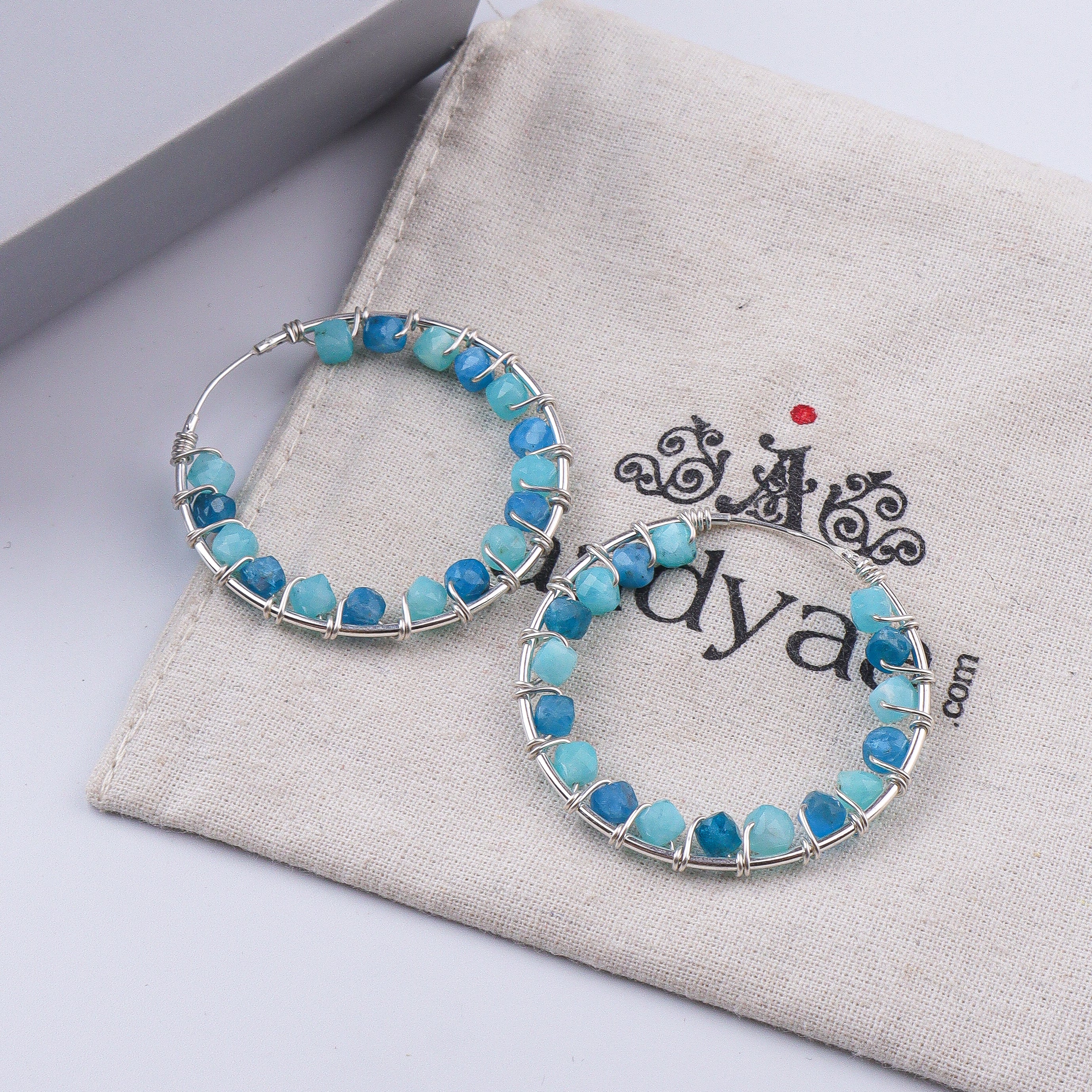 Blue Firoza Wrap Hoops (Project Handmade)
