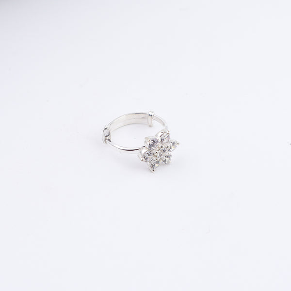 Flat lay of Classic CZ Flower Motif Mangalsutra Set with Ring