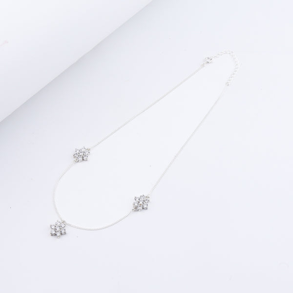 Silver CZ flower necklace