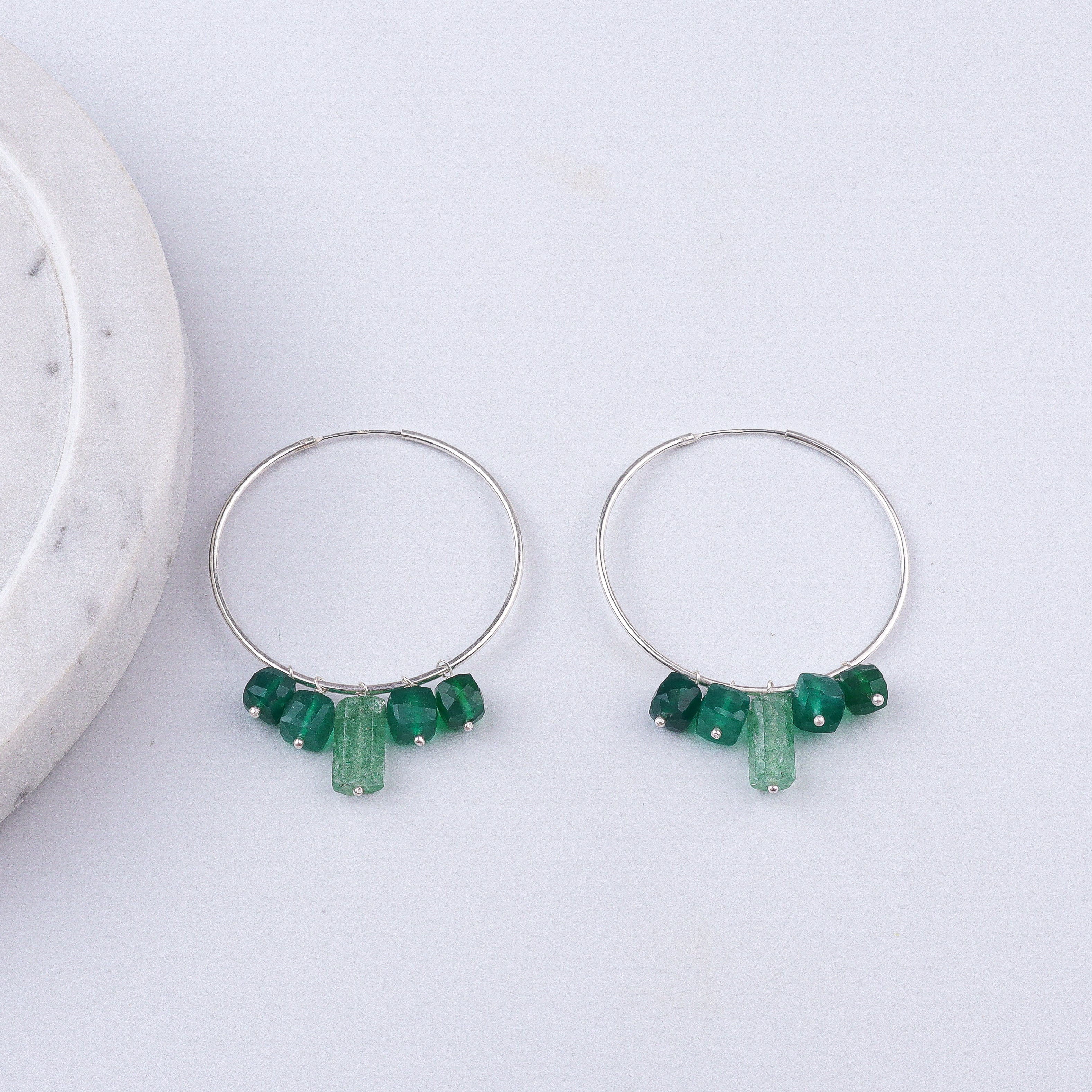Russian Quartz & Green Onyx Hoops (Project Handmade)