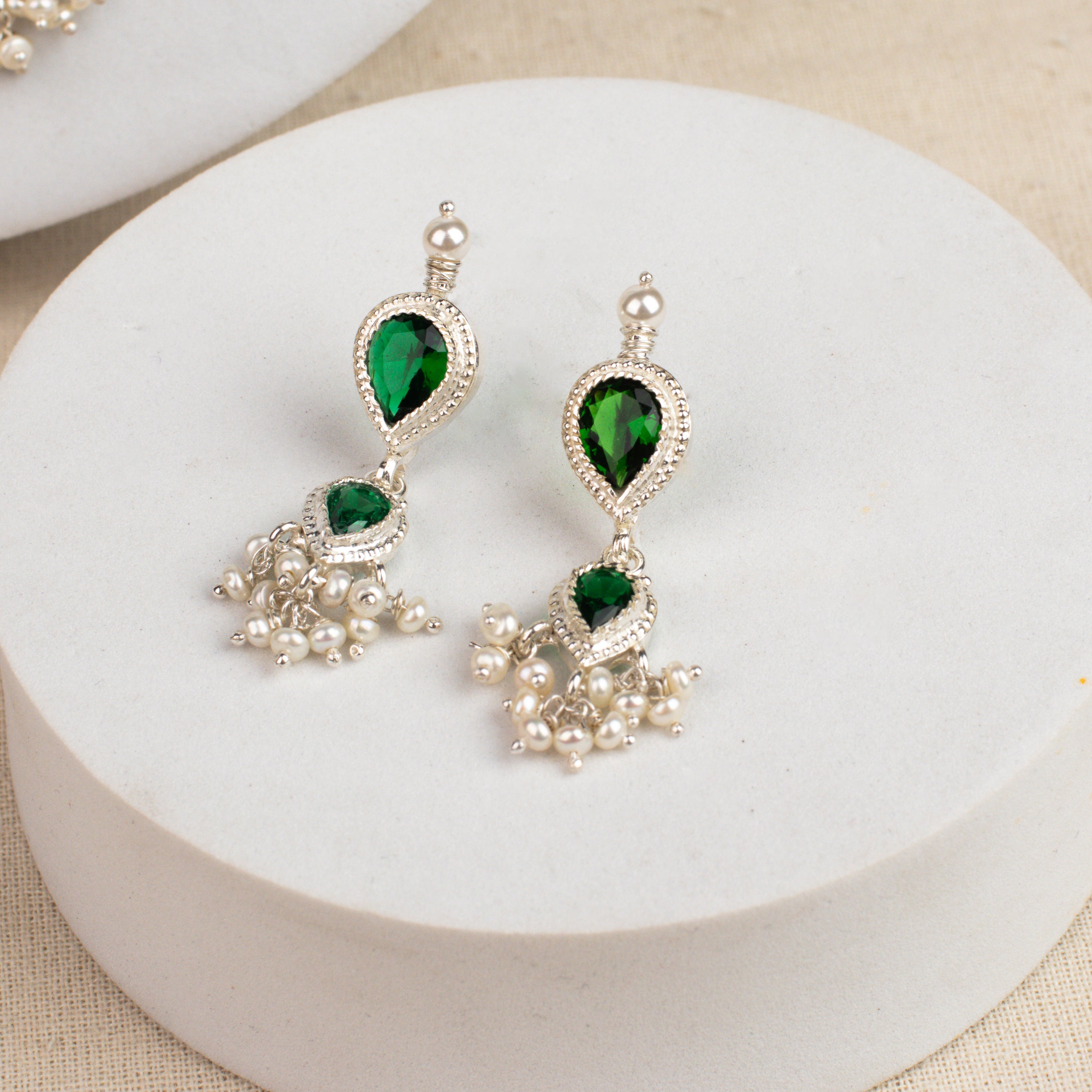 Green CZ Tanmani Set with Green Stones