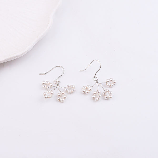 Pearl Flower Silver Earrings (Project Handmade)