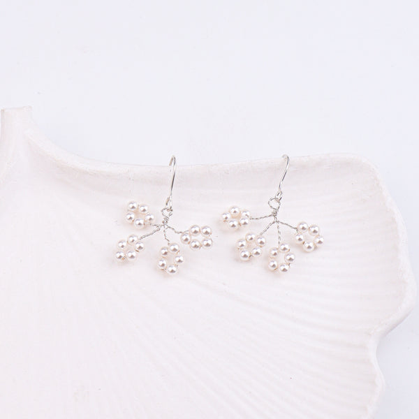 Pearl Flower Silver Earrings (Project Handmade)