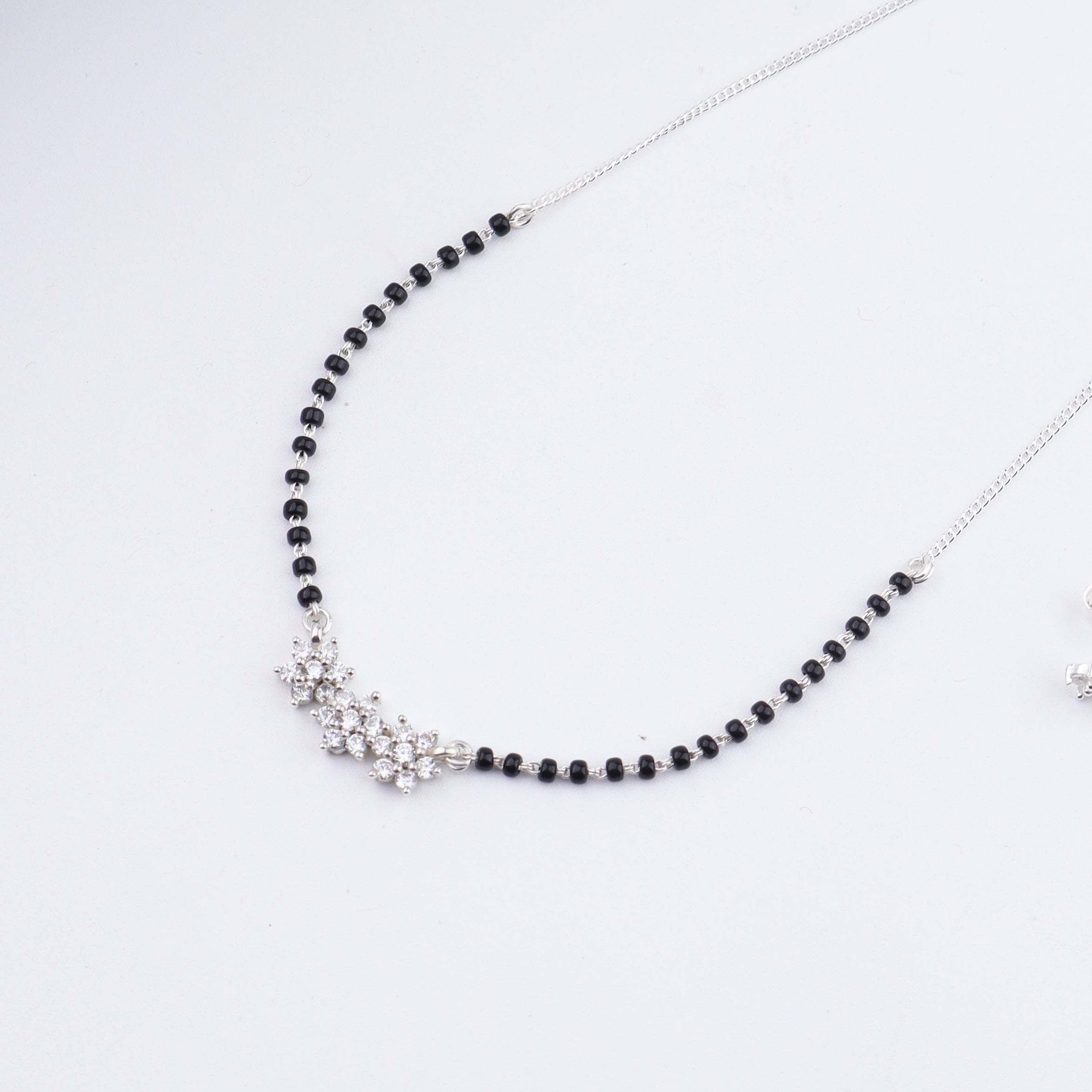 Classic CZ Flower Motif Mangalsutra Set with Ring – Small