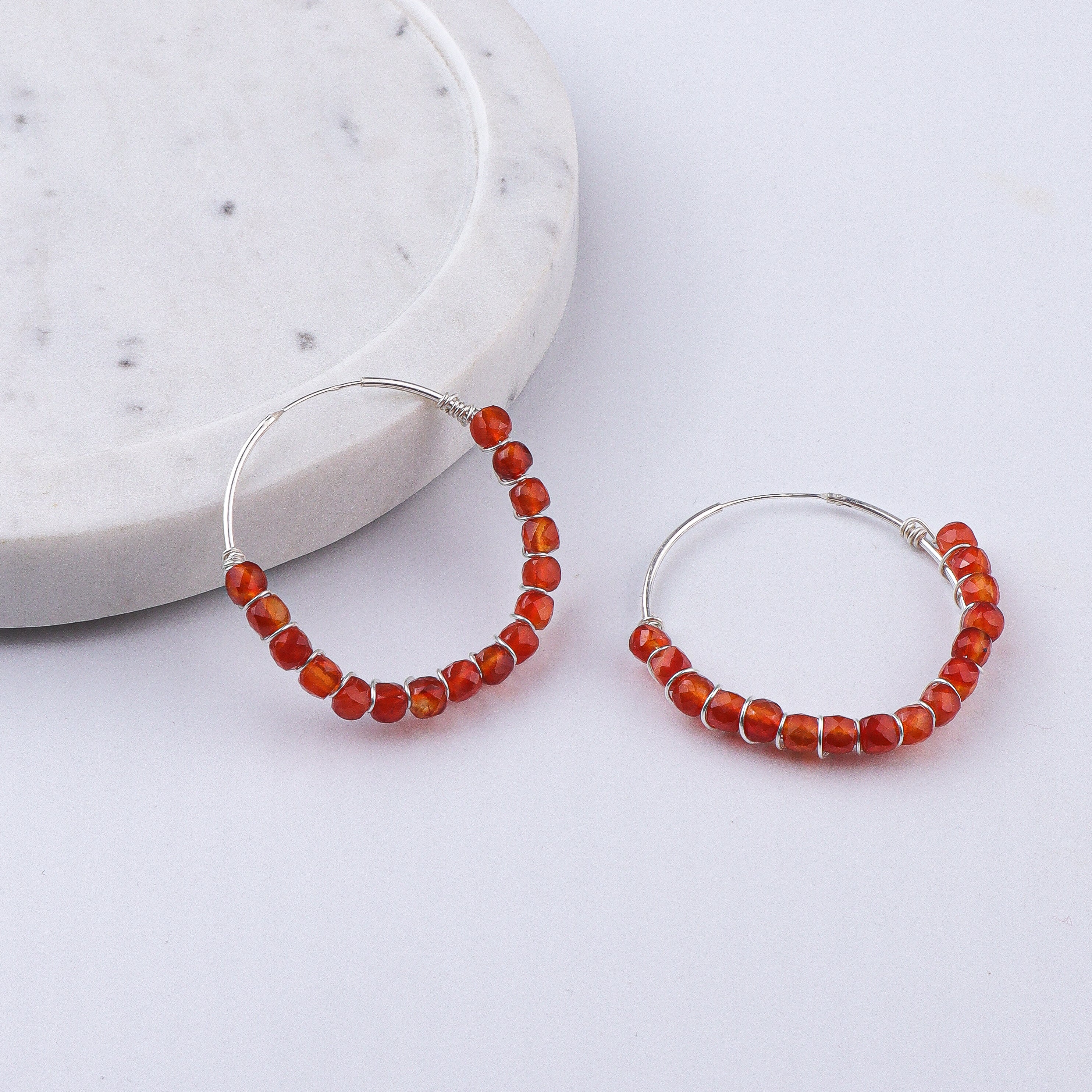 Carnelian Wrap Hoops (Project Handmade)