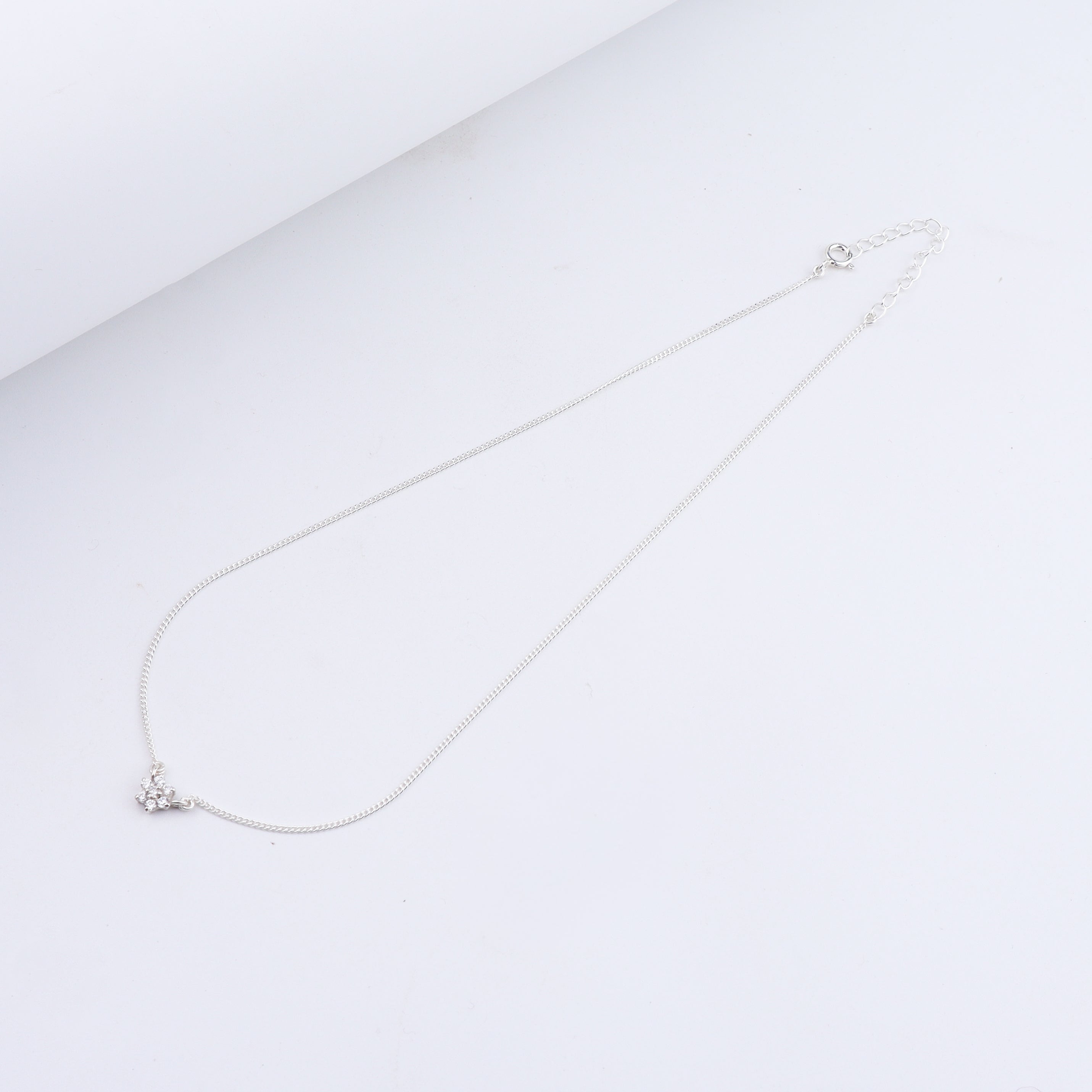 Classic Silver Flower motif CZ Set- Small