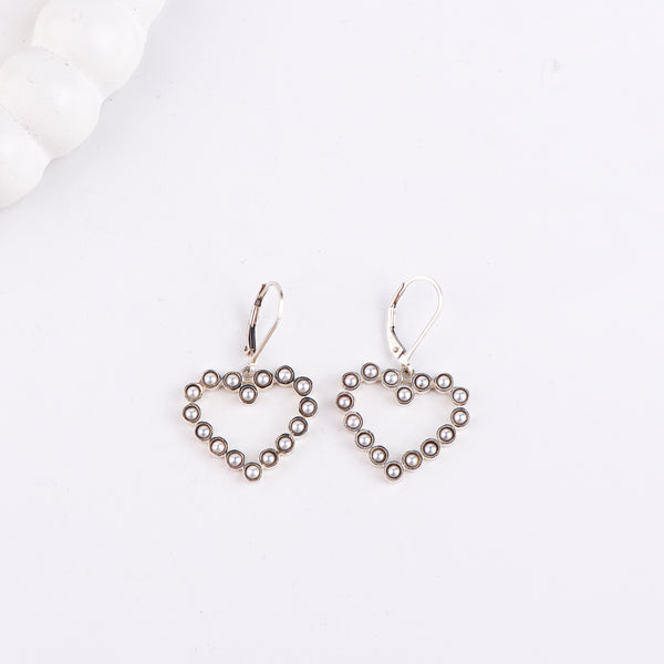 Pearls Studded Heart Silver Earring
