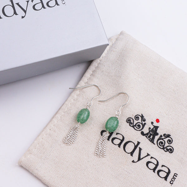 Russian Quartz & Chain Bunch Silver Earrings (Project Handmade)