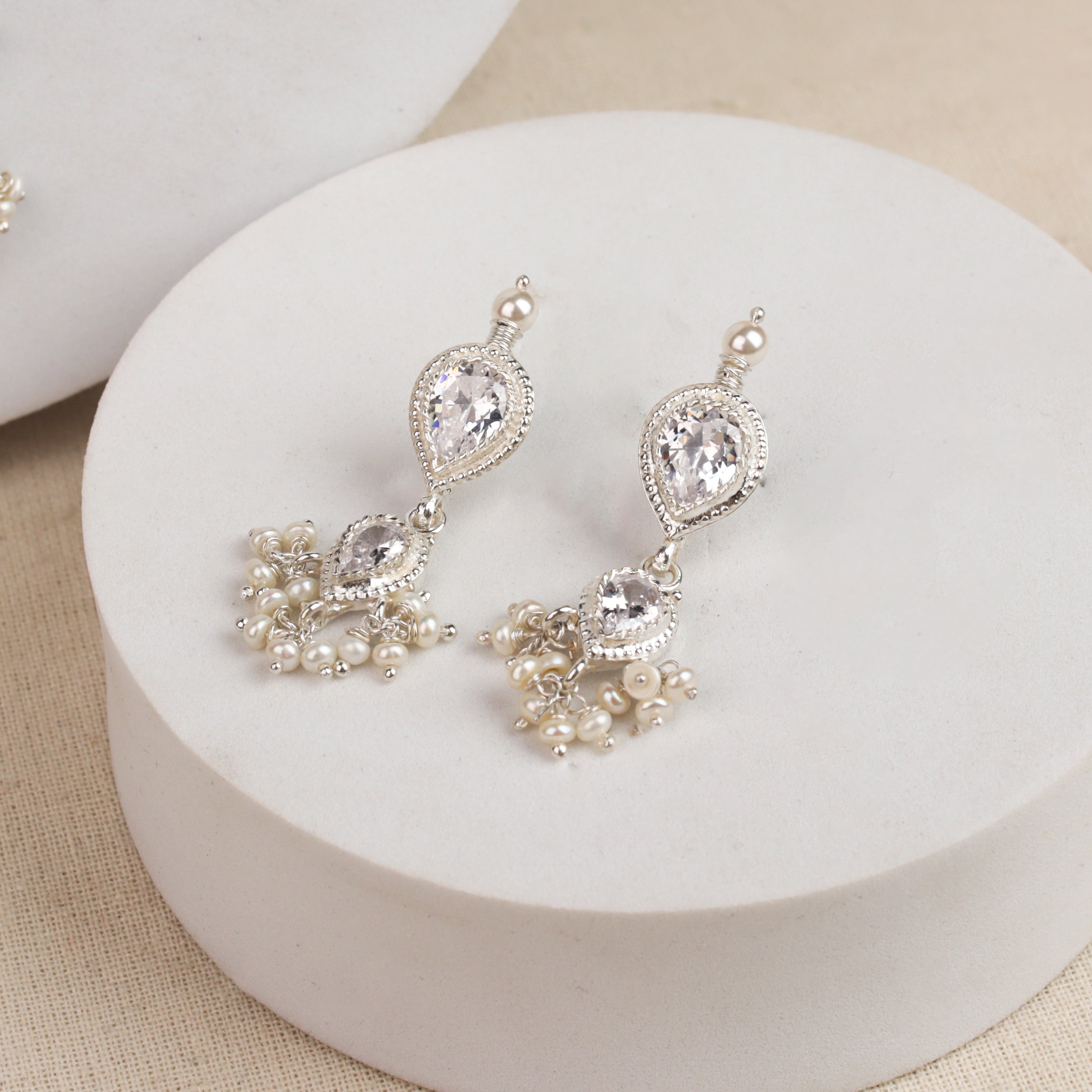 White CZ Tanmani Set with Pyrite Stones