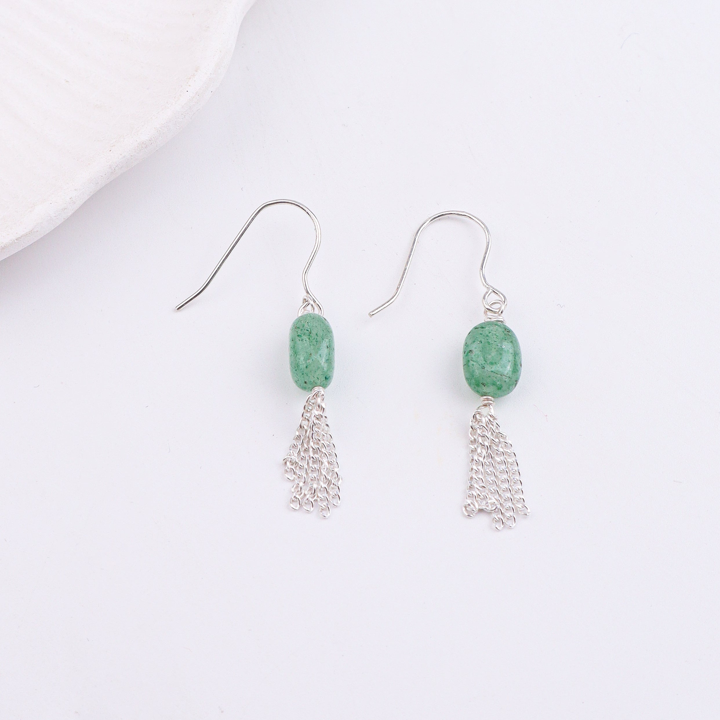 Russian Quartz & Chain Bunch Silver Earrings (Project Handmade)