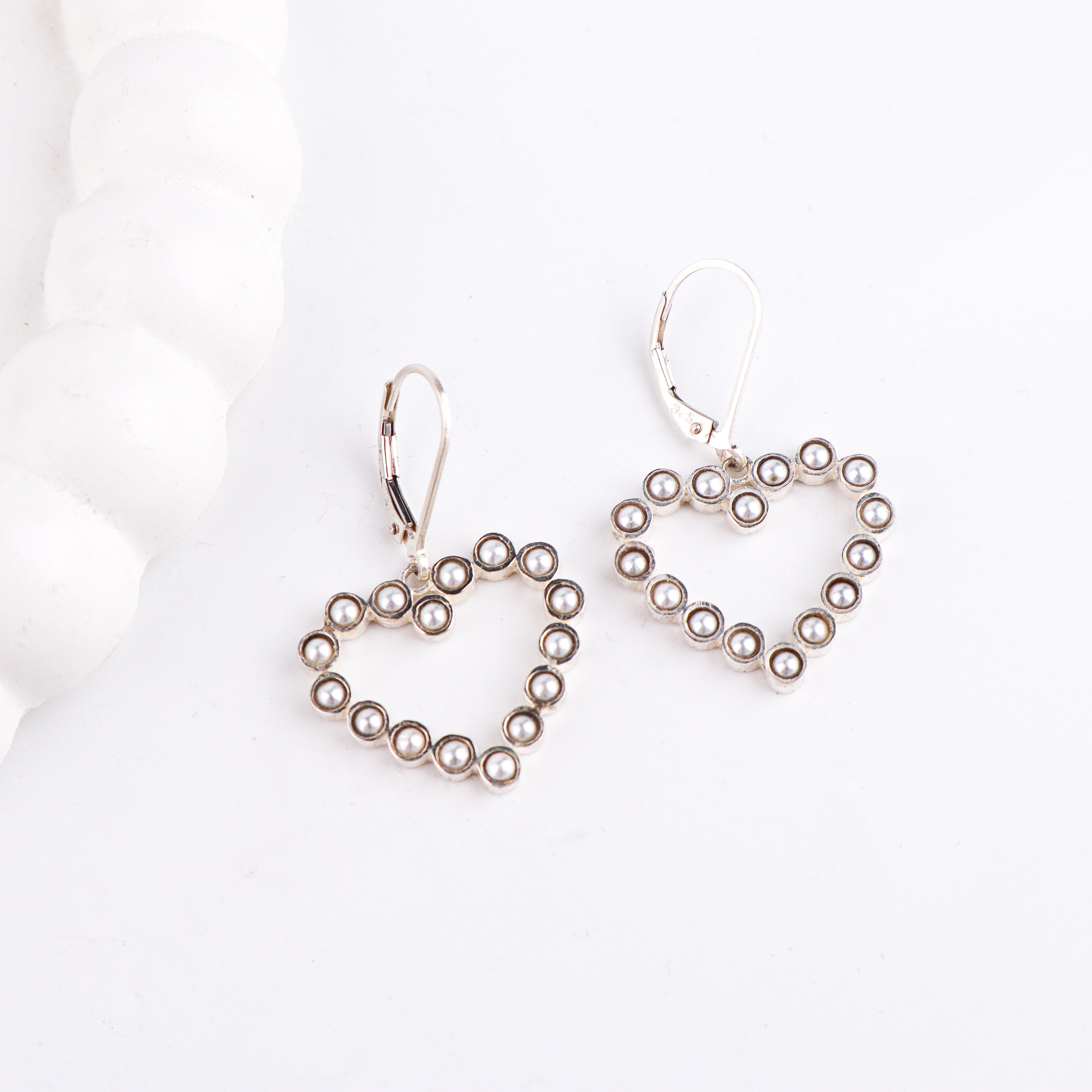 Pearls Studded Heart Silver Earring