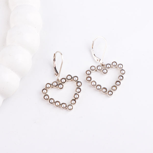 Pearls Studded Heart Silver Earring