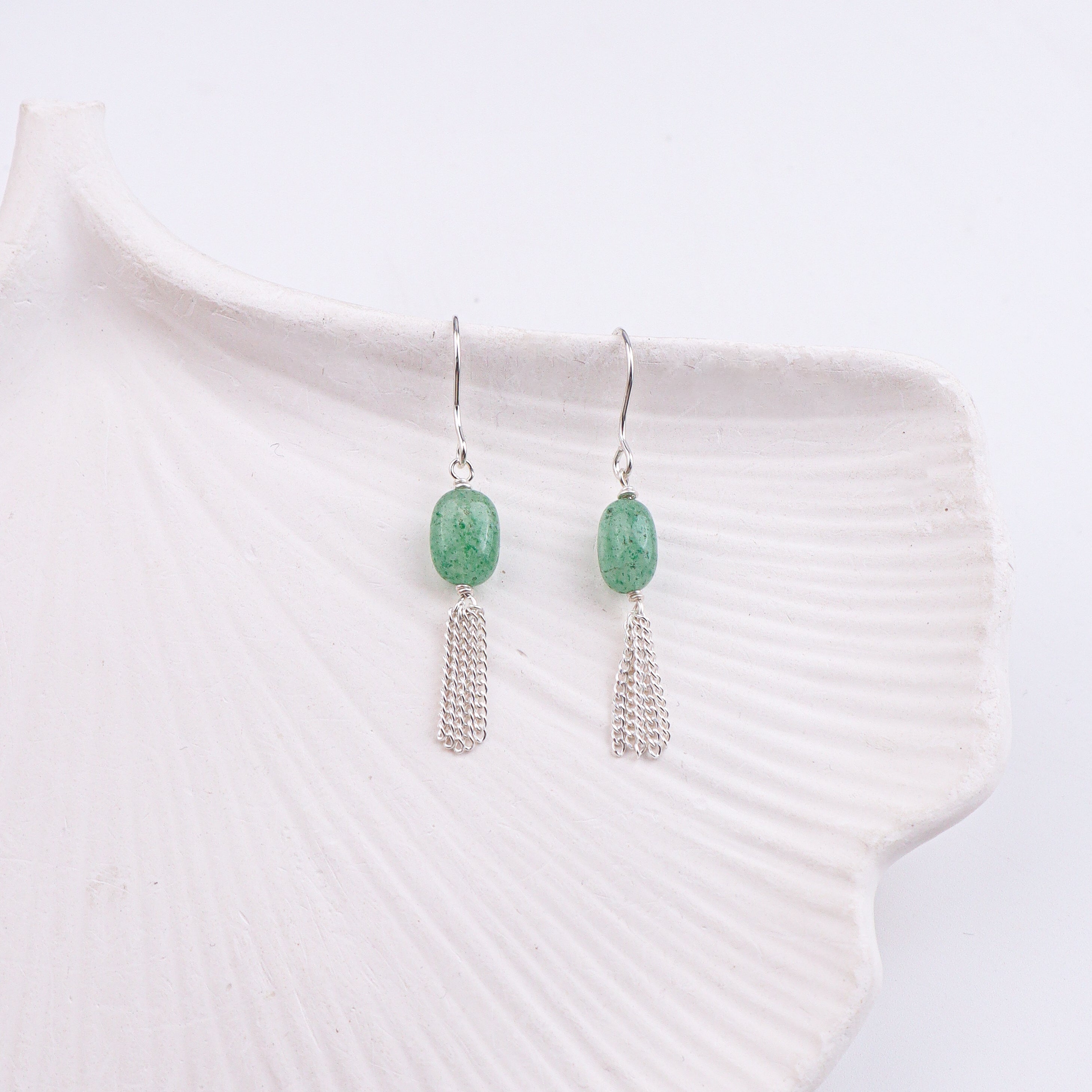Russian Quartz & Chain Bunch Silver Earrings (Project Handmade)