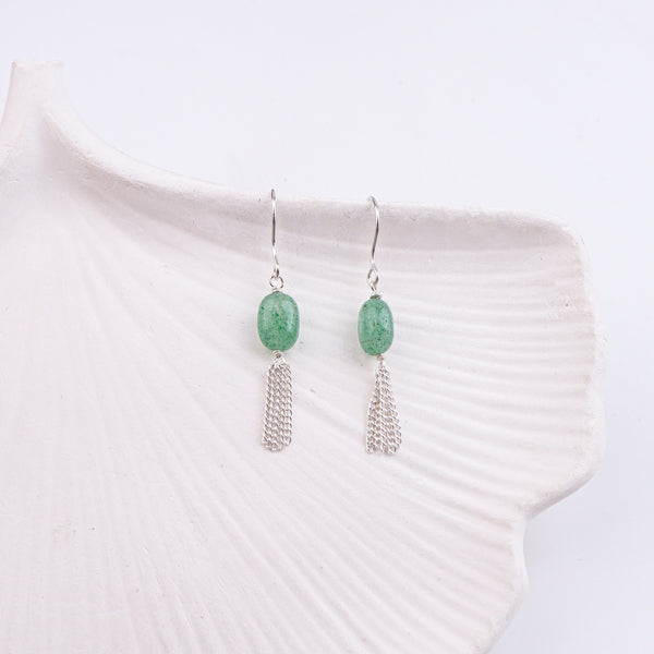 Russian Quartz & Chain Bunch Silver Earrings (Project Handmade)