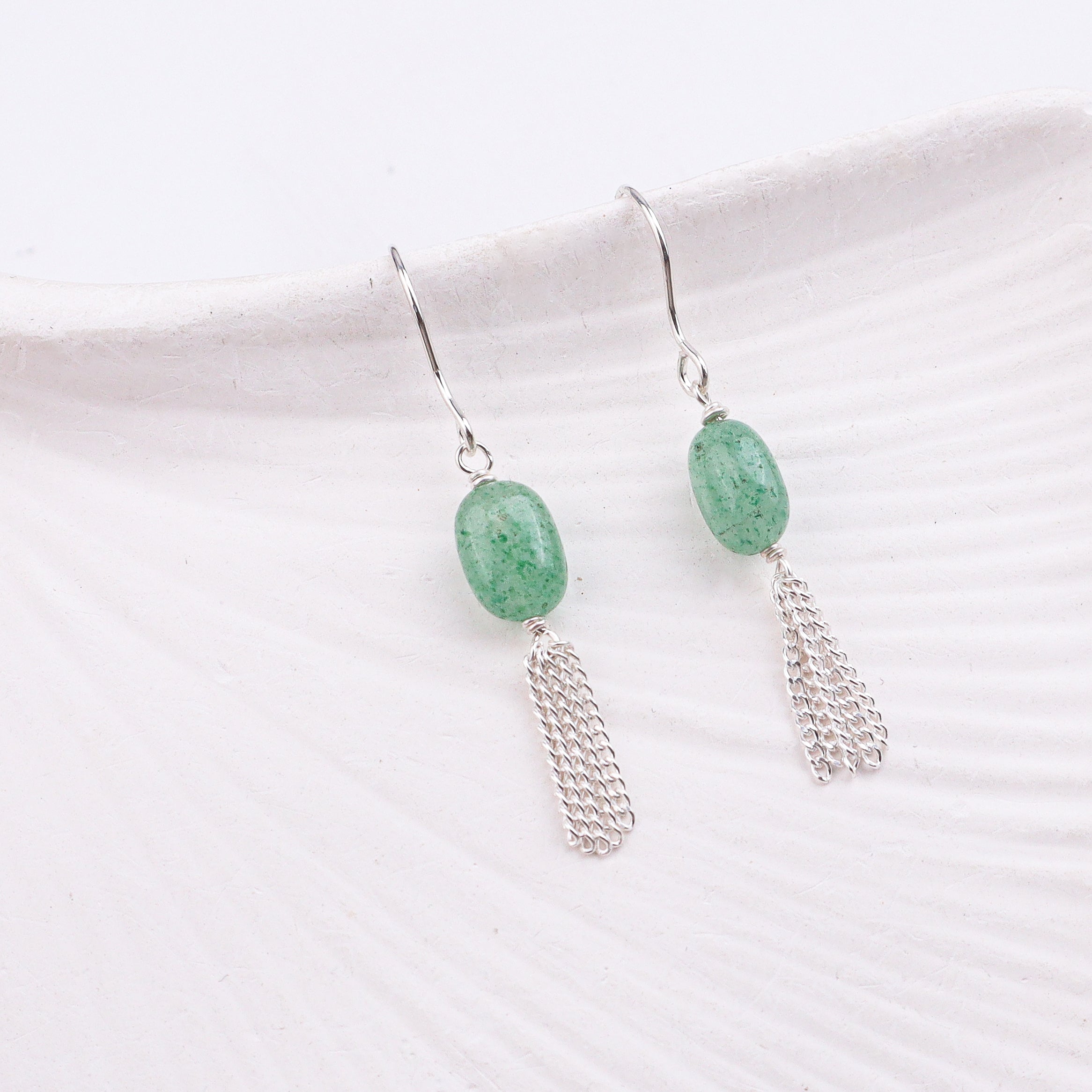 Russian Quartz & Chain Bunch Silver Earrings (Project Handmade)