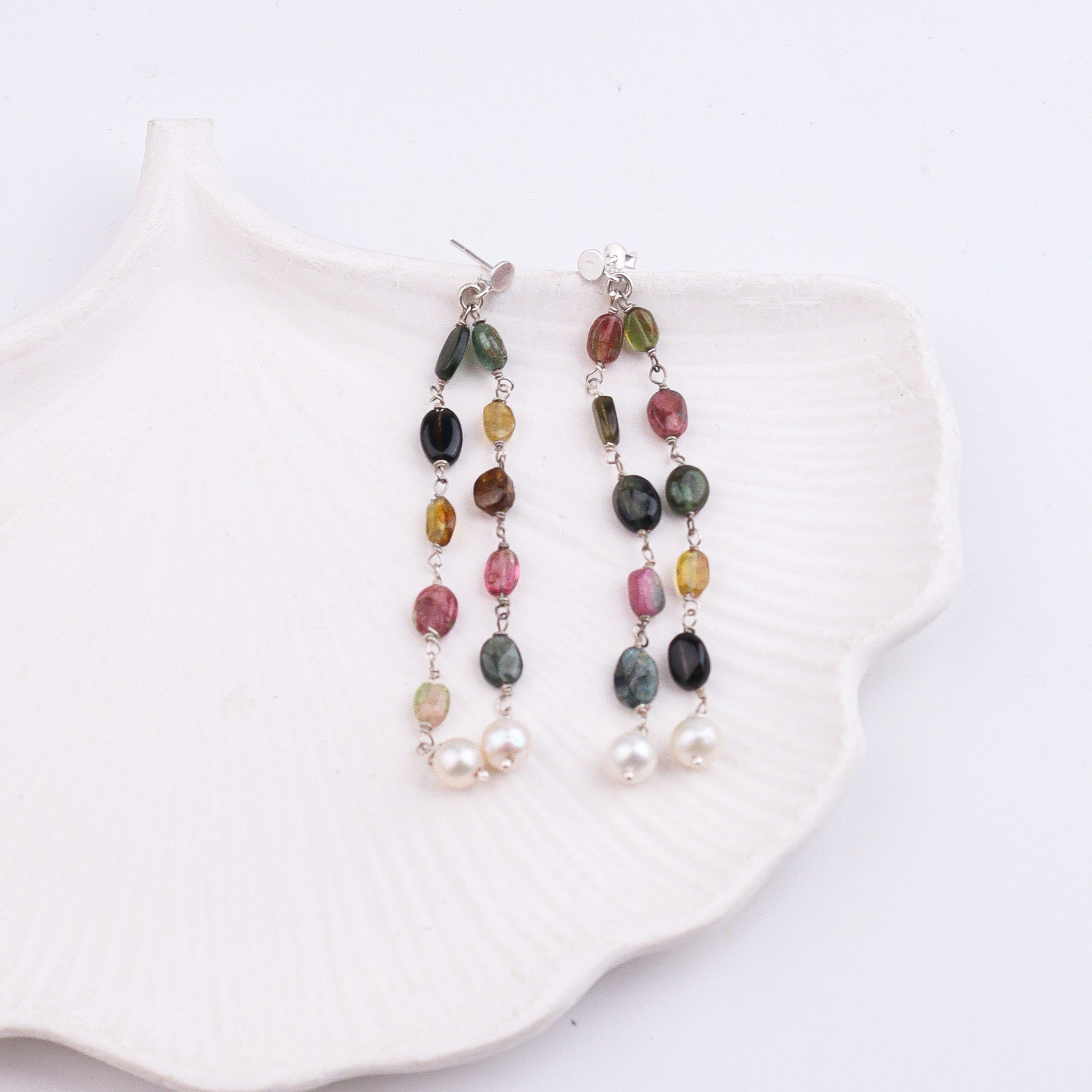 Tourmaline Silver Earrings (Project Handmade)