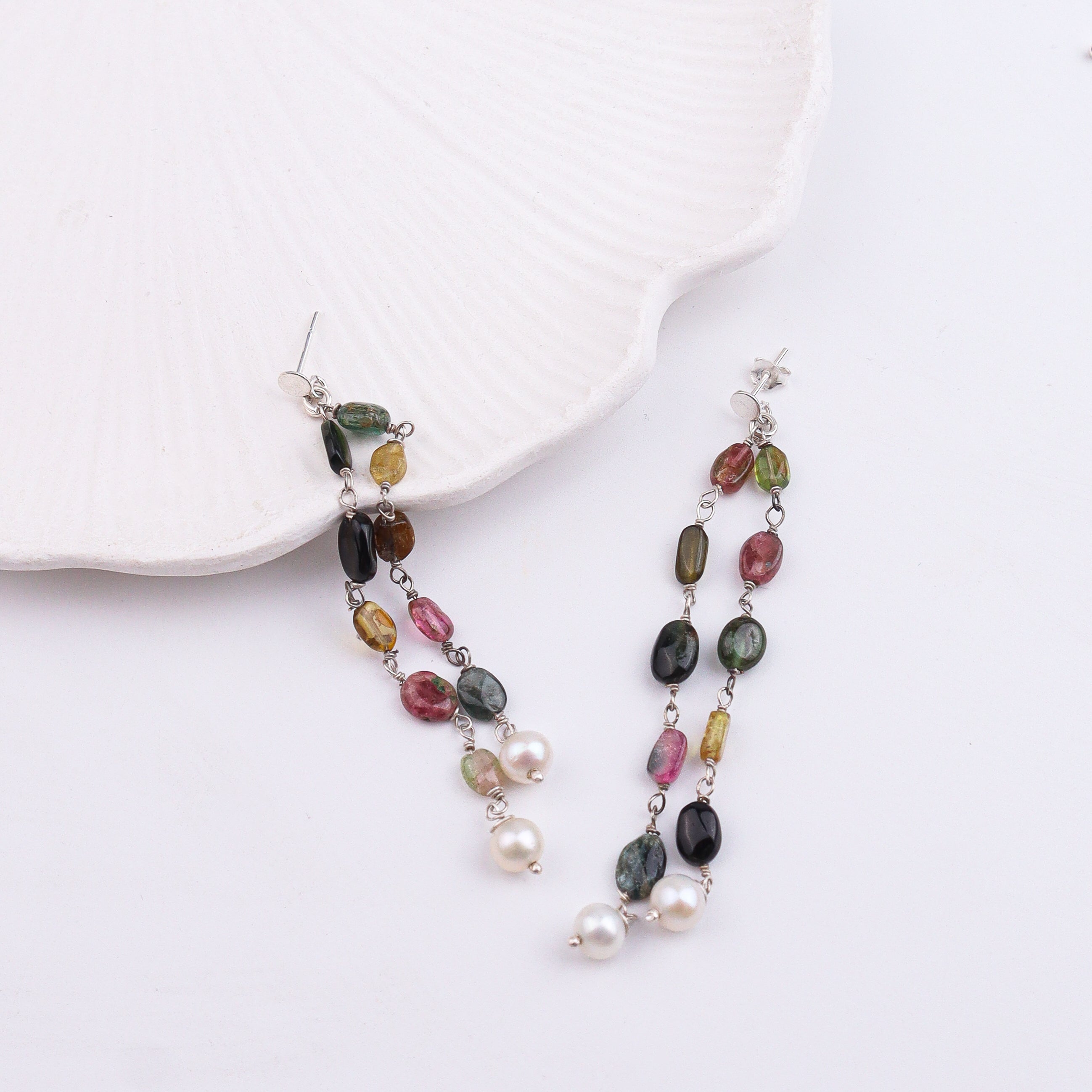 Tourmaline Silver Earrings (Project Handmade)