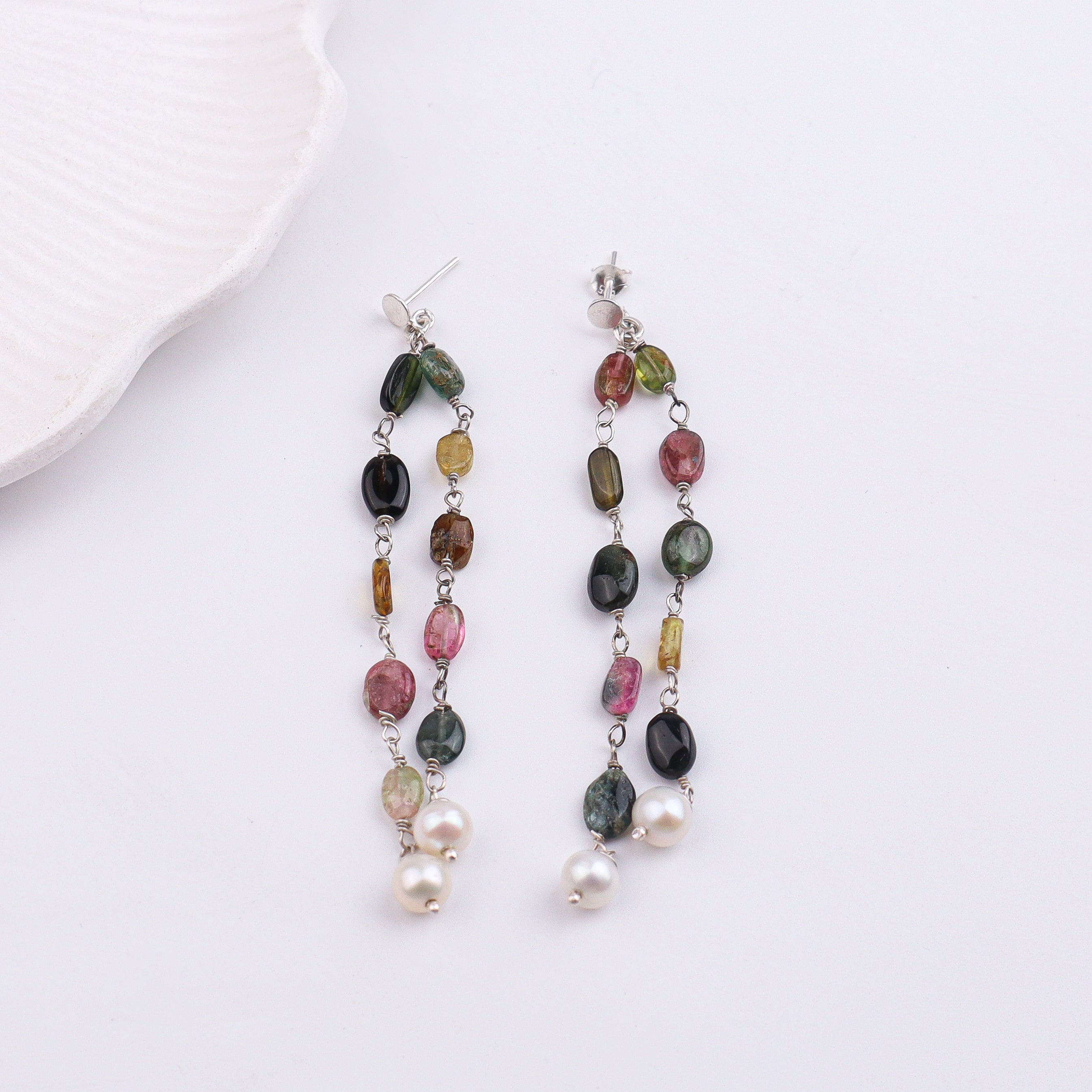 Tourmaline Silver Earrings (Project Handmade)