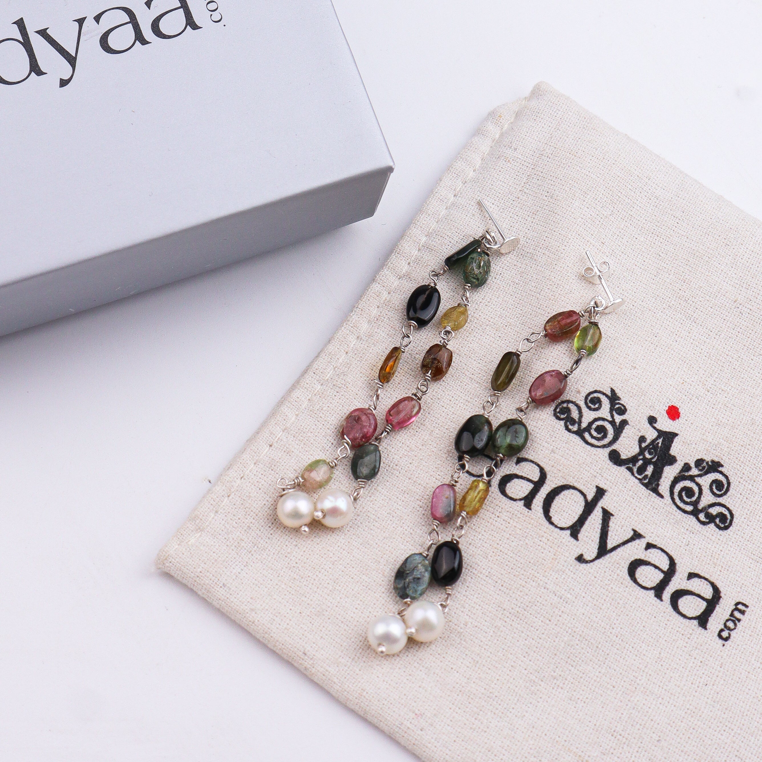 Tourmaline Silver Earrings (Project Handmade)