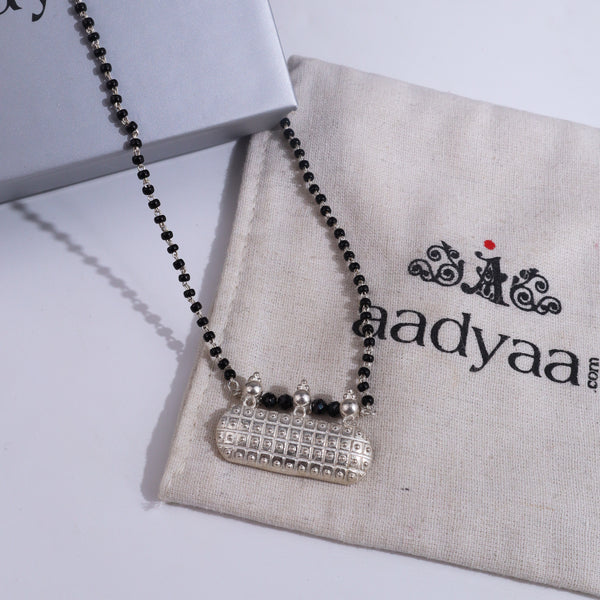 Handmade Silver Saaj Motif Mangalsutra: ताईत (Taait)