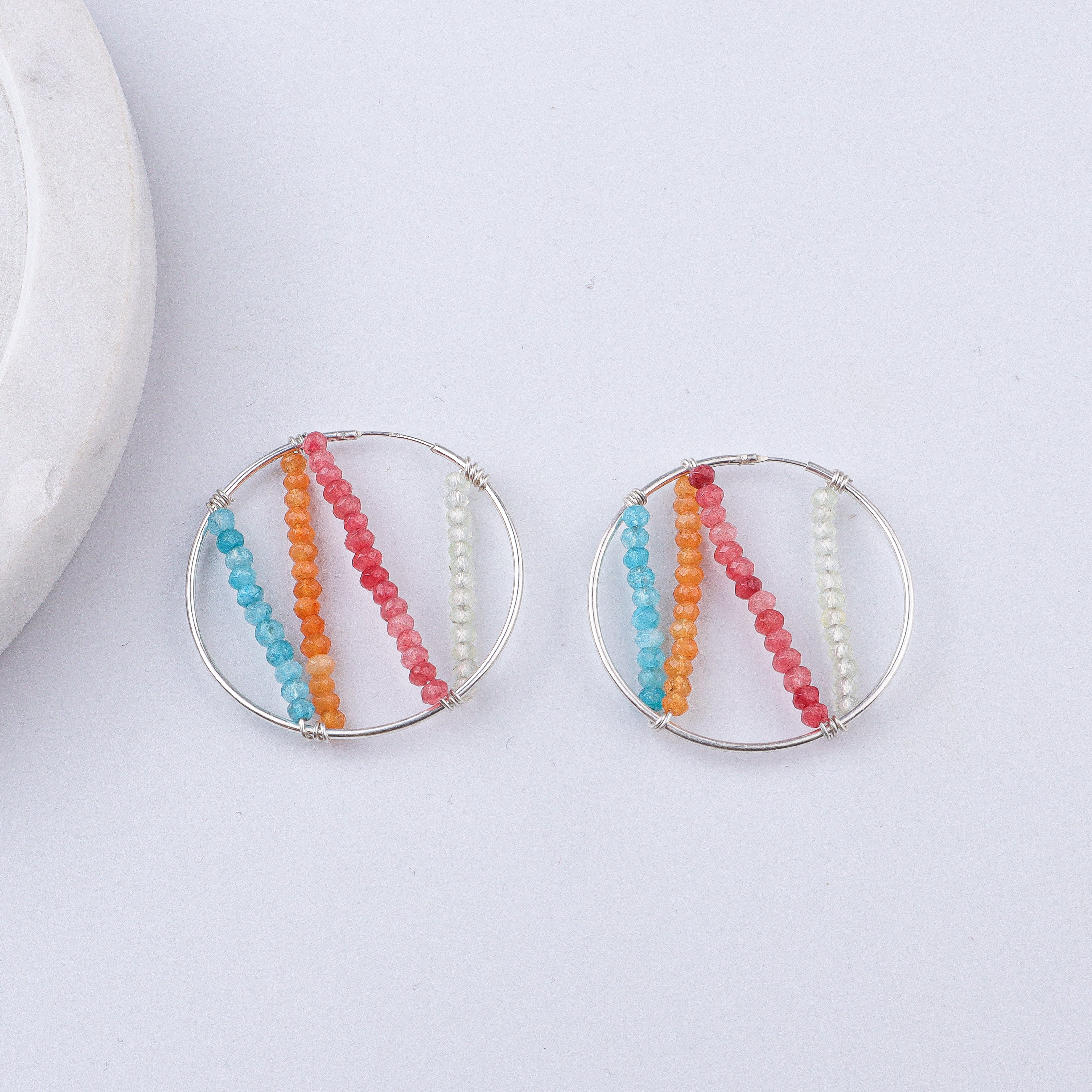 Multicolour Jade Hoops (Project Handmade)