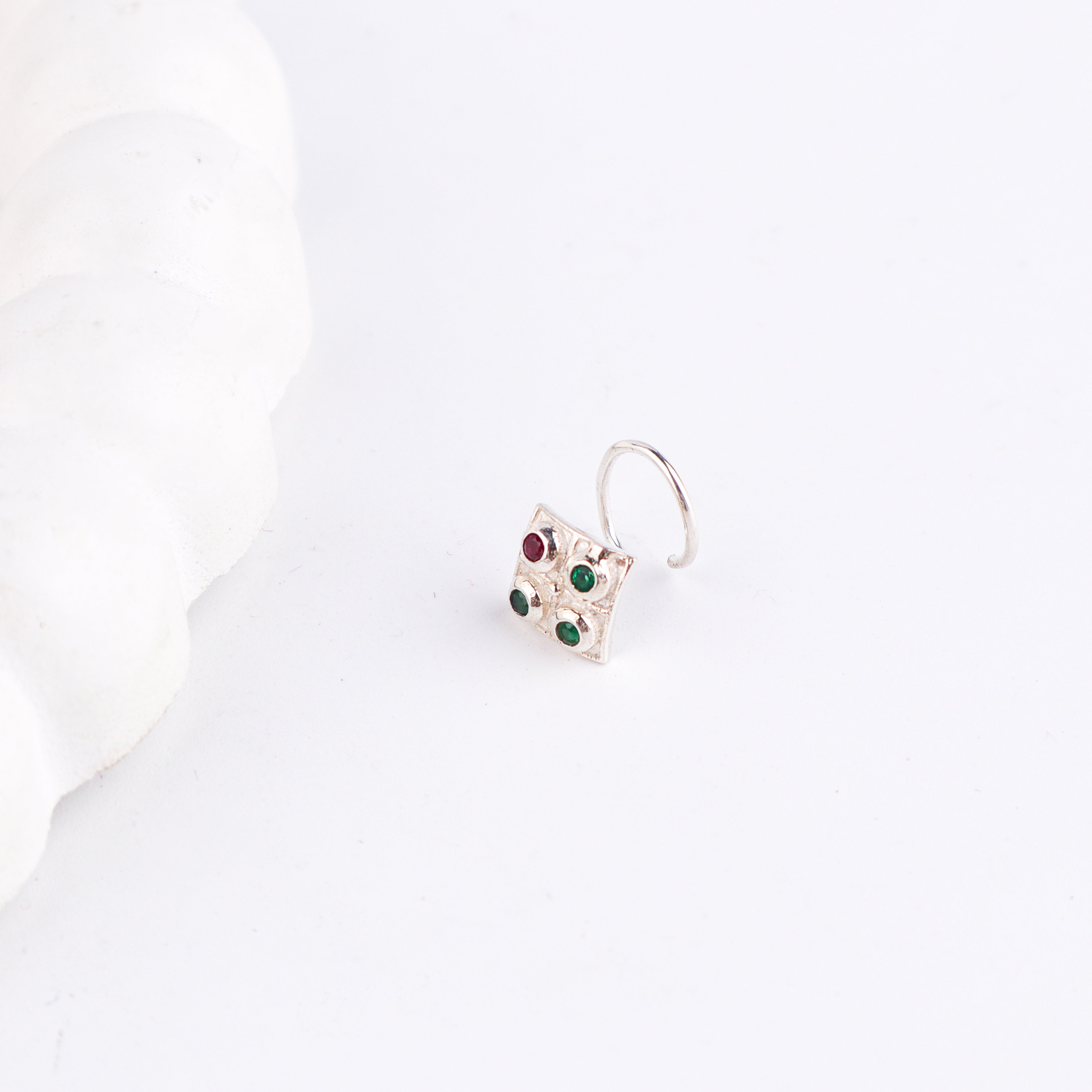 Silver Nakshatra Nose pin (Pierced)