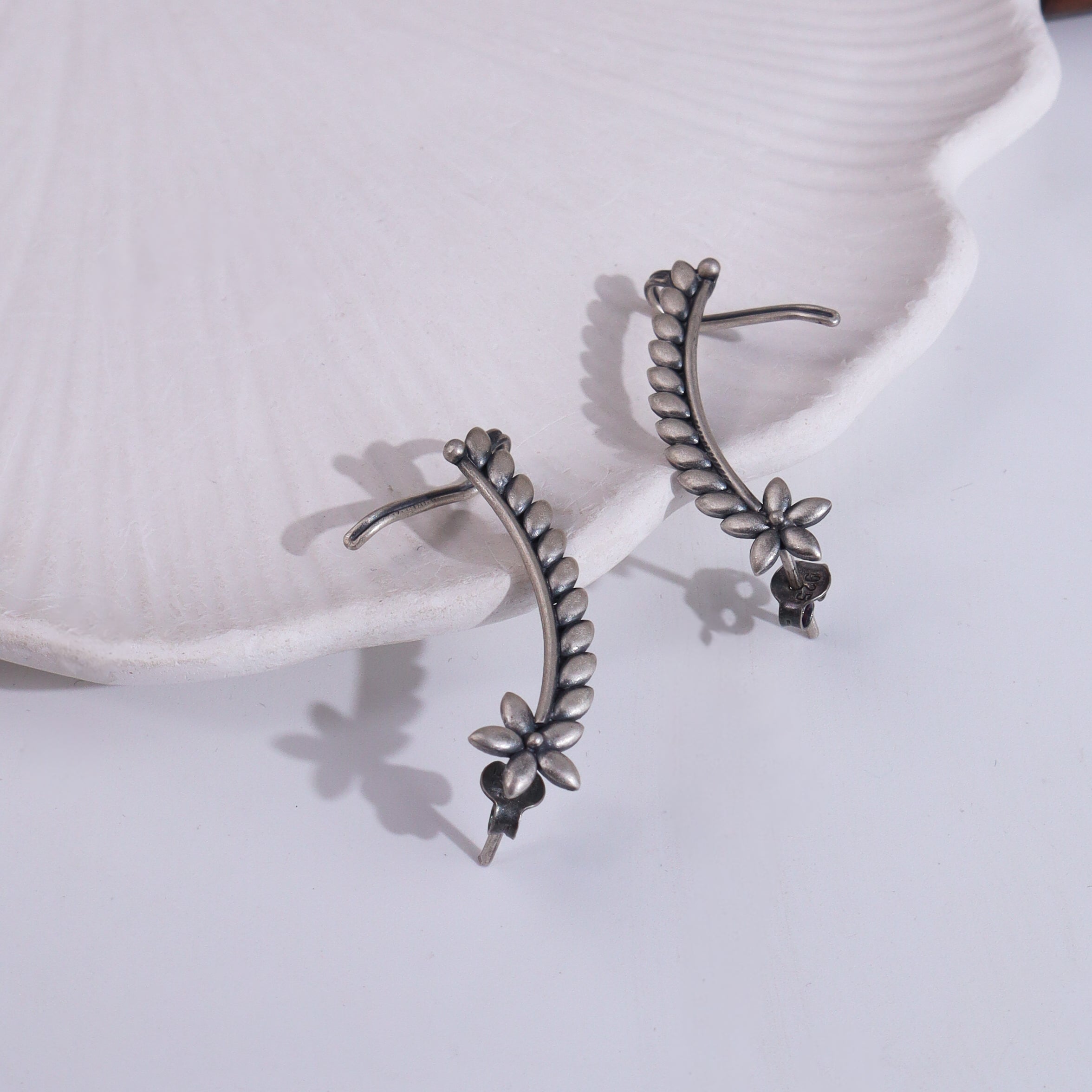 Sterling silver floral earrings