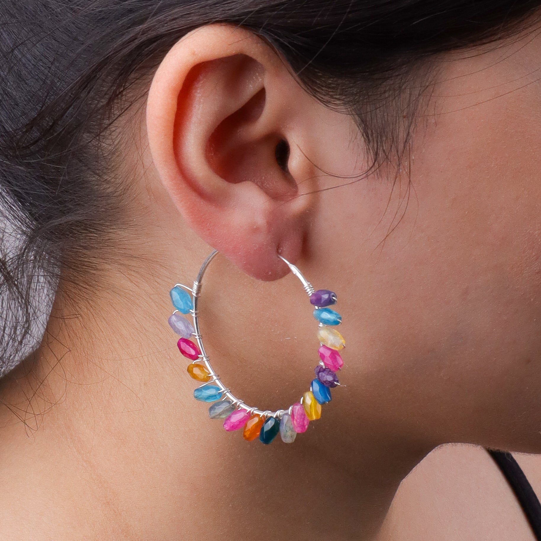 Multicolour Agate Wrap Hoops (Project Handmade)