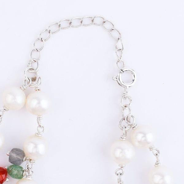 Silver chain with freshwater pearls for jewelry