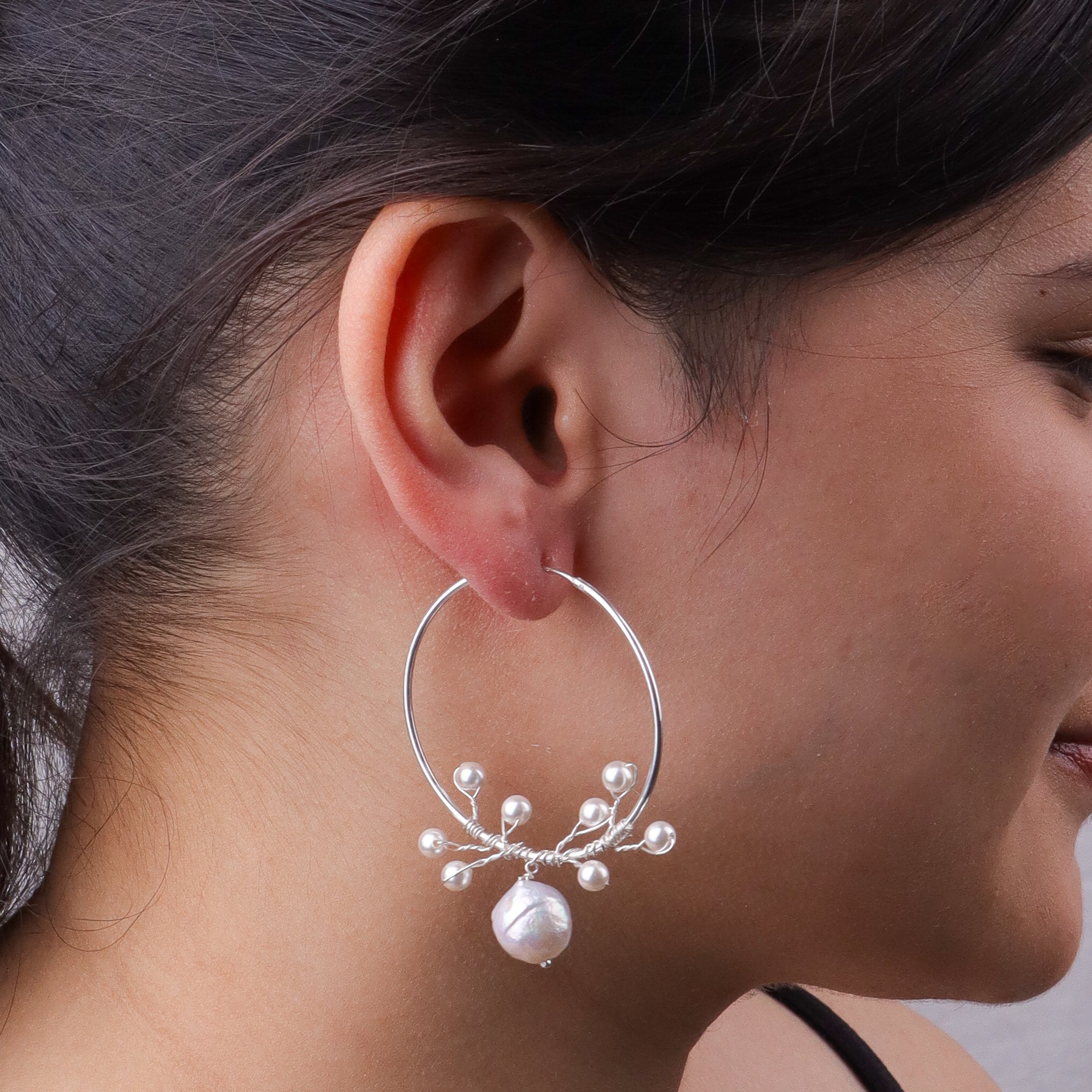 Baroque & White Pearl Hoops (Project Handmade)