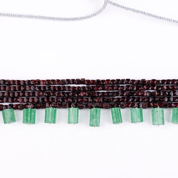 Garnet and green stone choker necklace