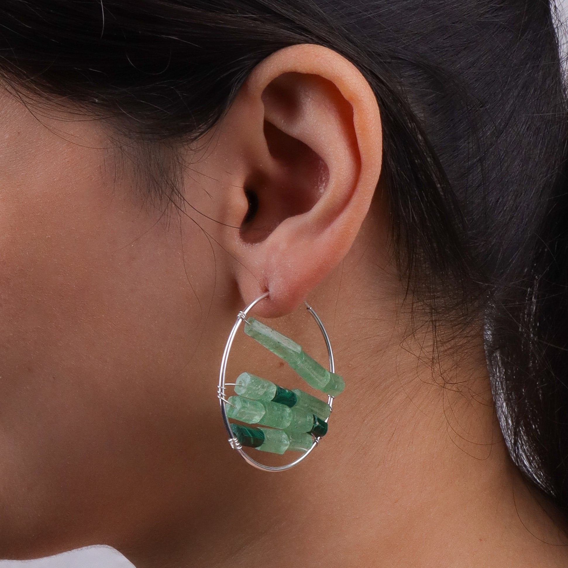 Russian Quartz & Malachite Hoops (Project Handmade)