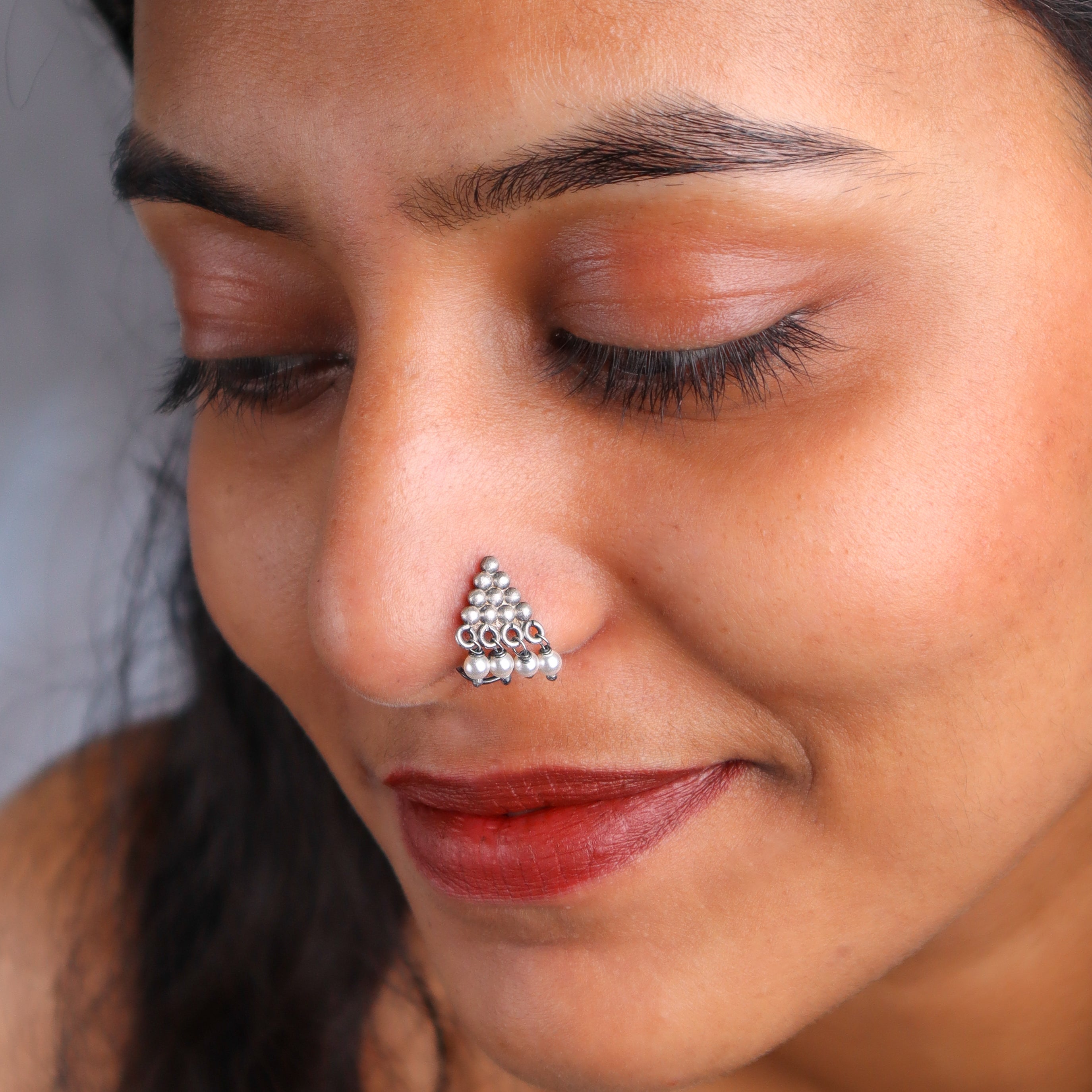 Oxidised Pyramid Pierced Nose Pin (Large)