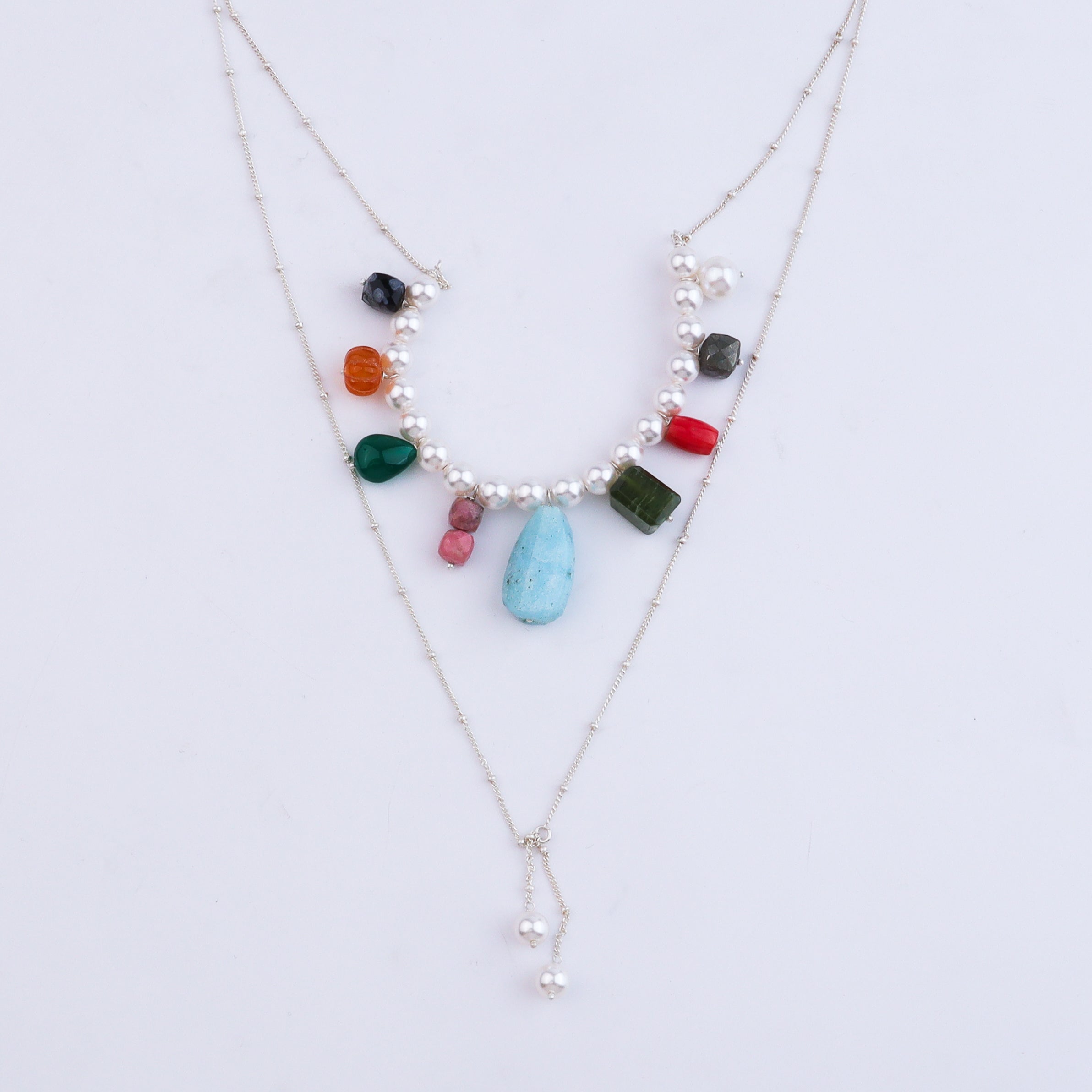 Two-Layer Multicolour Pearl Necklace